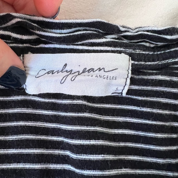 Carly Jean Los Angeles Black and White Striped Tee - Picture 2 of 3